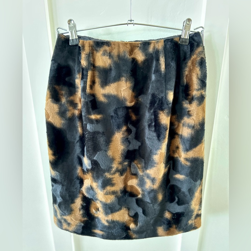 🌶️ Vintage Harve Bernard Faux Fur Animal Print Skirt. Size 4